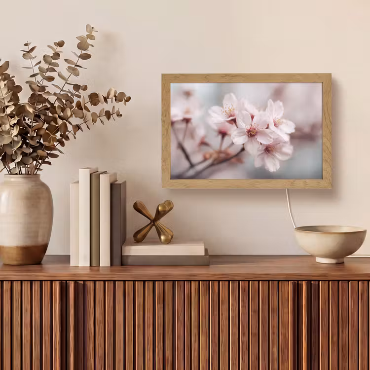 Bloesems - Meeldraden - Geel - Wazig Light Box met kabel (Tafellamp) klein -sfeer2