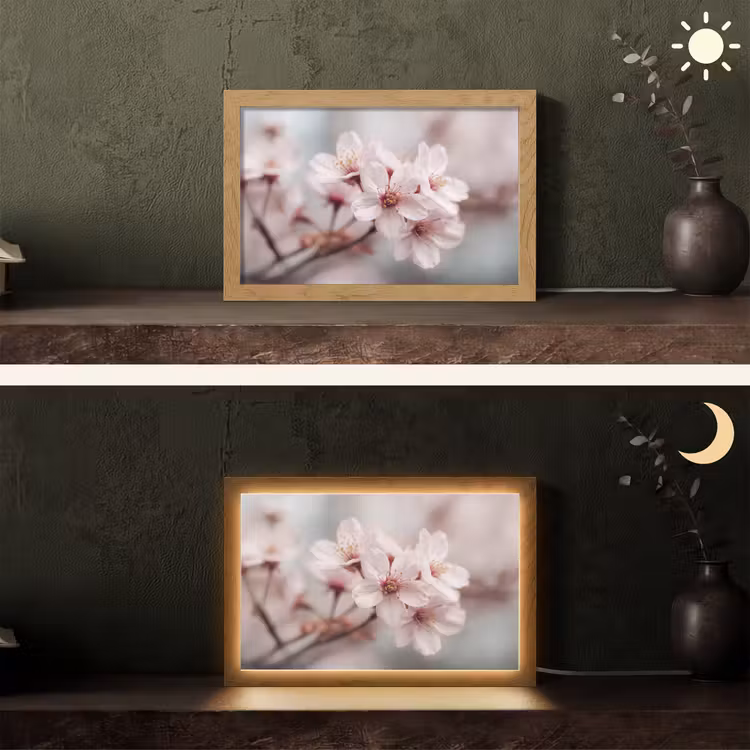 Bloesems - Meeldraden - Geel - Wazig Light Box met kabel (Tafellamp) klein -sfeer3
