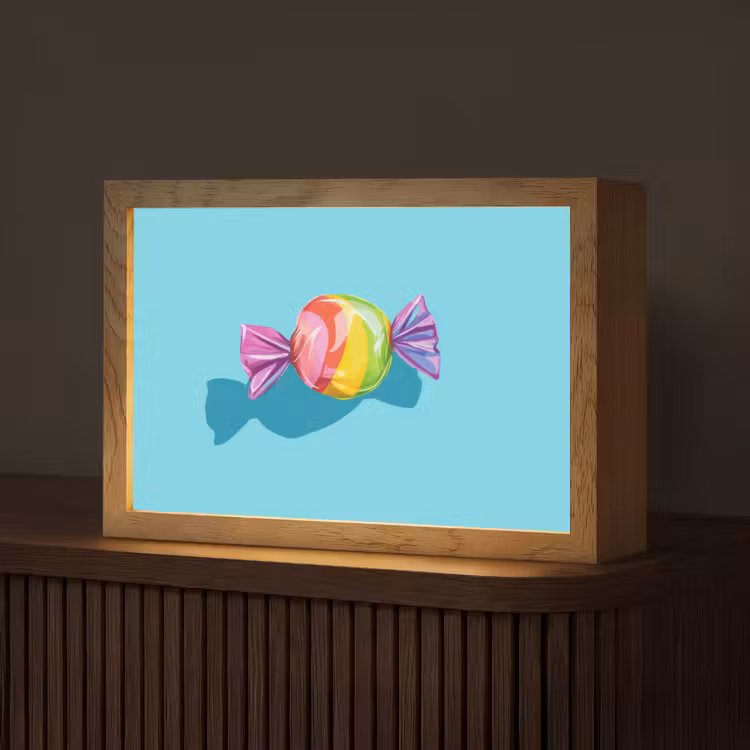 Blauw - Snoep - Regenboog Light Box met kabel (Tafellamp) klein -z3d_website