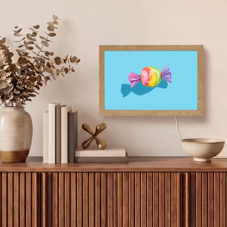 Blauw - Snoep - Regenboog Light Box met kabel (Tafellamp) klein -sfeer2