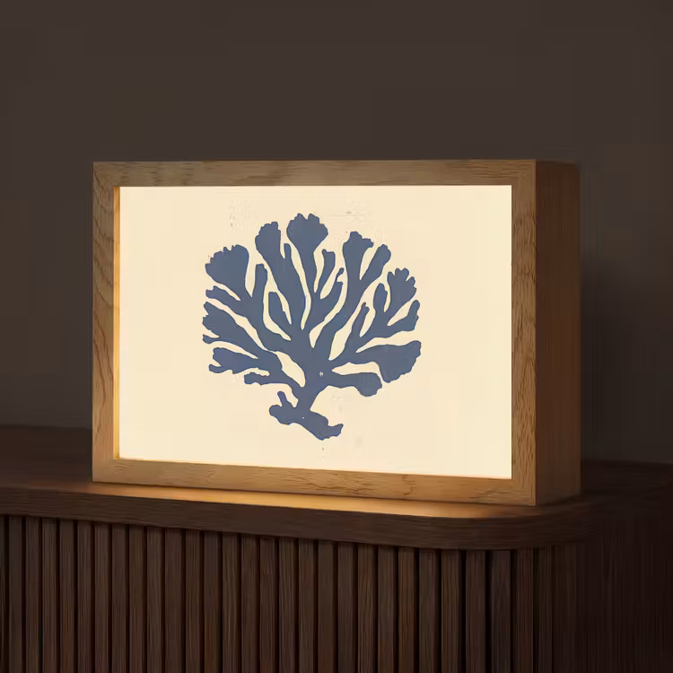Blauw koraal - Vertakkingen - Beige Light Box met kabel (Tafellamp) klein -z3d_website