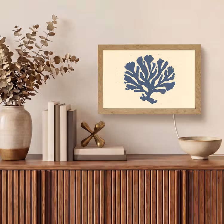 Blauw koraal - Vertakkingen - Beige Light Box met kabel (Tafellamp) klein -sfeer2