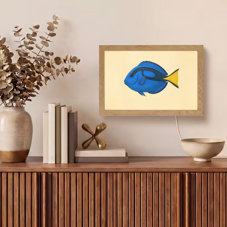 Blauw - Dory - Vis - Staartvin Light Box met kabel (Tafellamp) klein -sfeer2