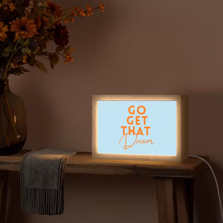 Blauw - Oranje - Tekst Light Box met kabel (Tafellamp) klein -sfeer4