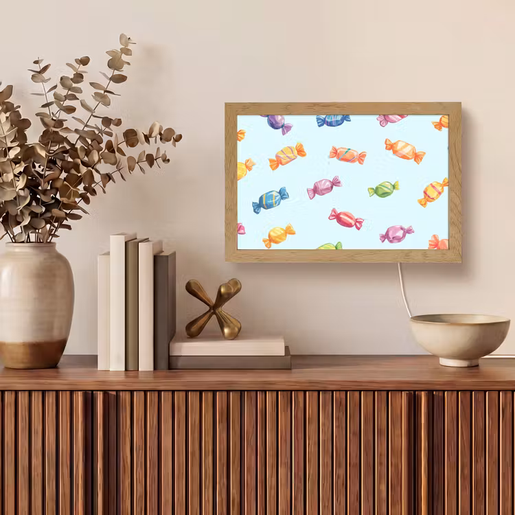 Blauw - Patroon - Snoep Light Box met kabel (Tafellamp) klein -sfeer2