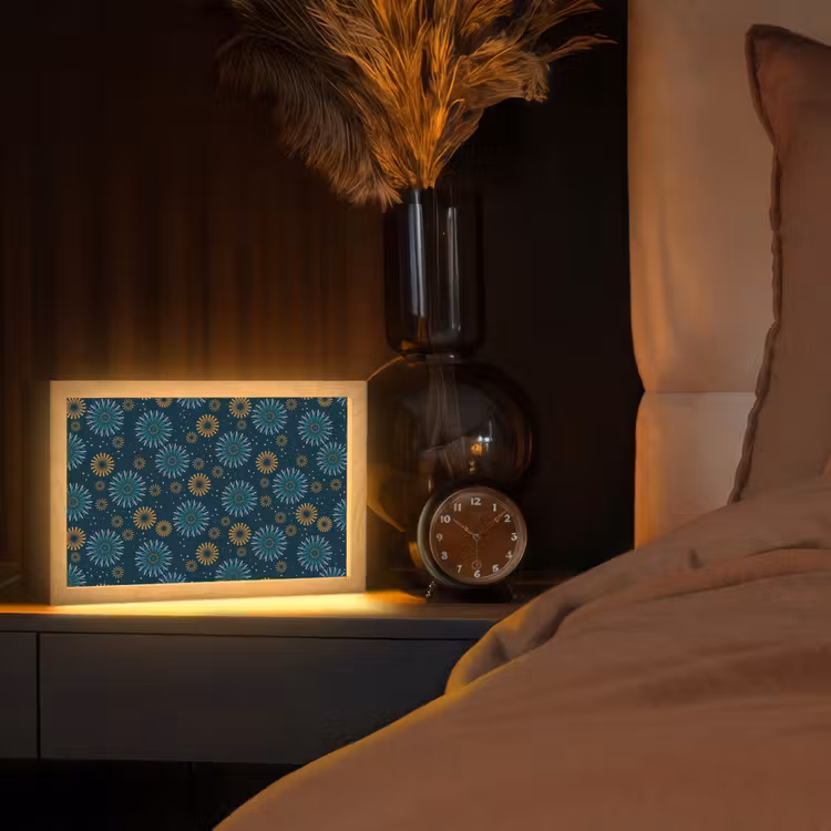 Blauw - Patroon - Retro Light Box met kabel (Tafellamp) klein 924 -sfeer1
