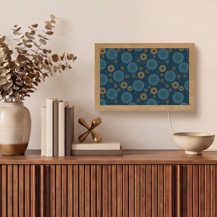 Blauw - Patroon - Retro Light Box met kabel (Tafellamp) klein 924 -sfeer2