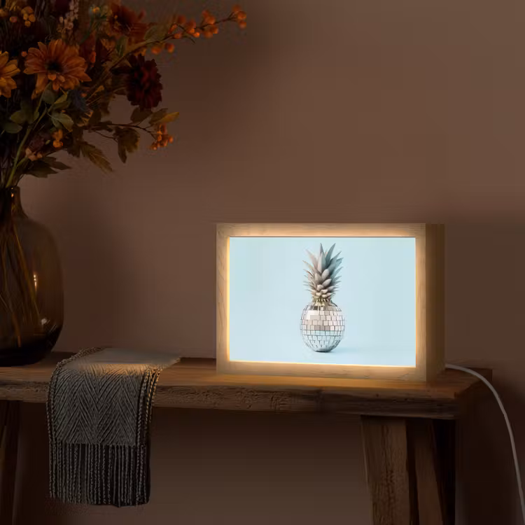 Blauw - Ananas - Disco - Discobal Light Box met kabel (Tafellamp) klein -sfeer4