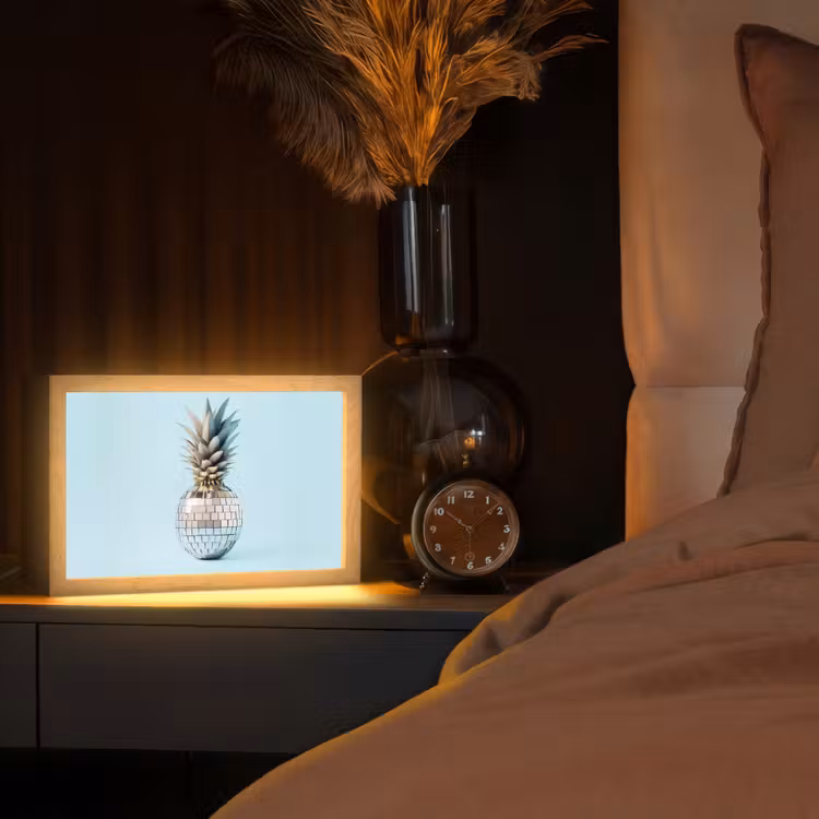 Blauw - Ananas - Disco - Discobal Light Box met kabel (Tafellamp) klein -sfeer1