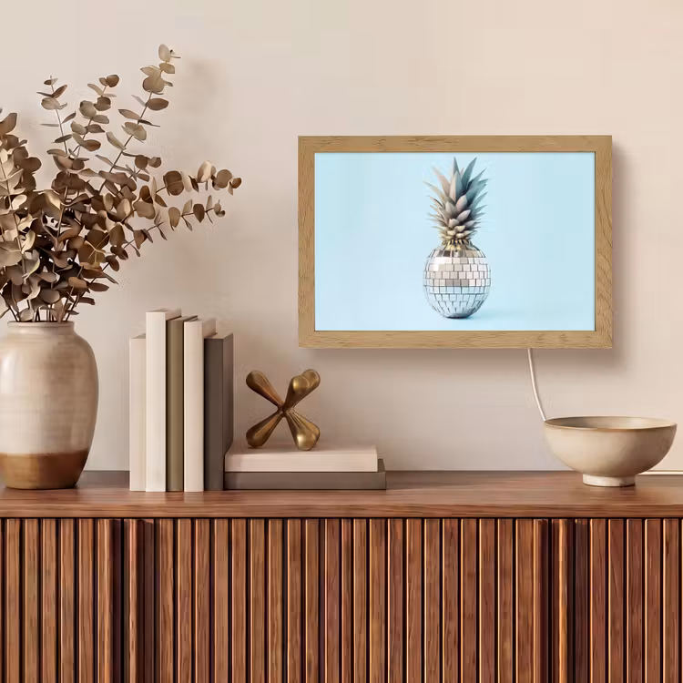Blauw - Ananas - Disco - Discobal Light Box met kabel (Tafellamp) klein -sfeer2