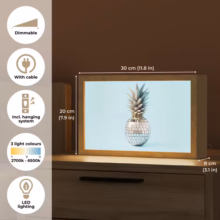 Blauw - Ananas - Disco - Discobal Light Box met kabel (Tafellamp) klein -USP_EN