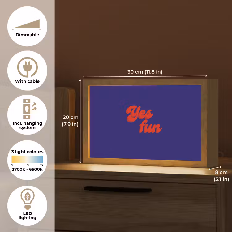 Blauw - Rood - Yes fun - 3D Light Box met kabel (Tafellamp) klein -USP_EN