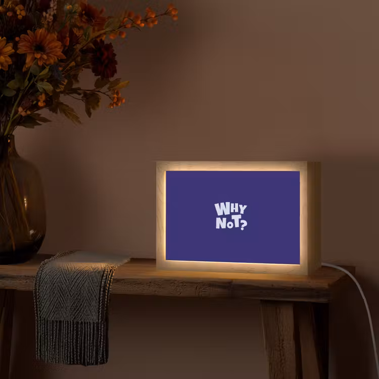 Blauw - Why not - Minimalistisch Light Box met kabel (Tafellamp) klein -sfeer4