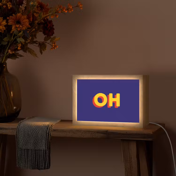 Blauw - Geel - OH - Schaduw Light Box met kabel (Tafellamp) klein -sfeer4
