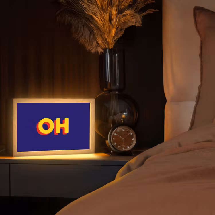 Blauw - Geel - OH - Schaduw Light Box met kabel (Tafellamp) klein -sfeer1