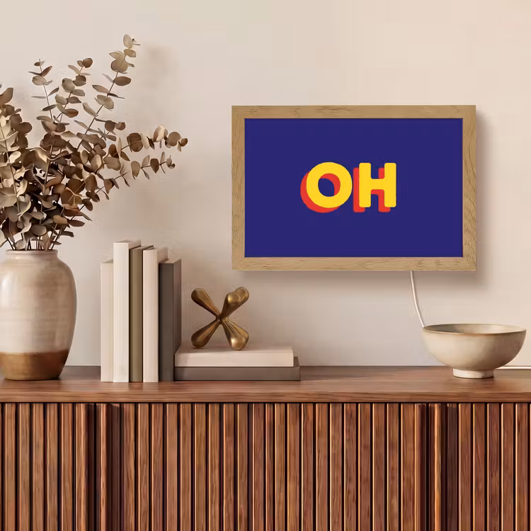 Blauw - Geel - OH - Schaduw Light Box met kabel (Tafellamp) klein -sfeer2