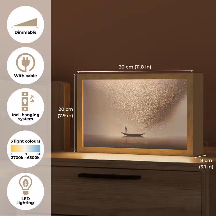 Bootje - Blaadjes - Goud - Water Light Box met kabel (Tafellamp) klein -USP_EN