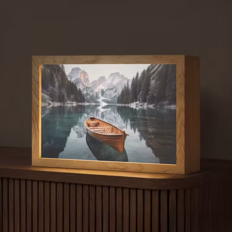 Boot - Bergen - Natuur - Water Light Box met kabel (Tafellamp) klein -z3d_website