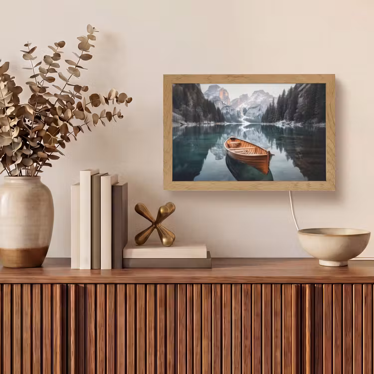 Boot - Bergen - Natuur - Water Light Box met kabel (Tafellamp) klein -sfeer2