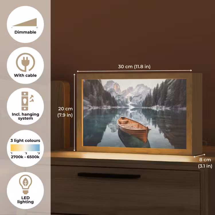 Boot - Bergen - Natuur - Water Light Box met kabel (Tafellamp) klein -USP_EN