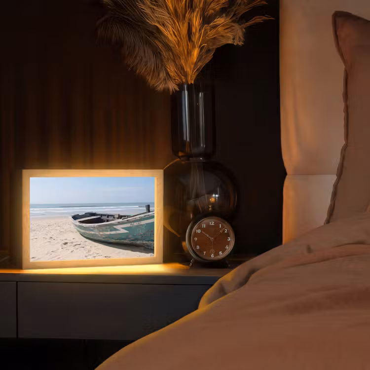 Boot - Zandstrand - Zee Light Box met kabel (Tafellamp) klein -sfeer1