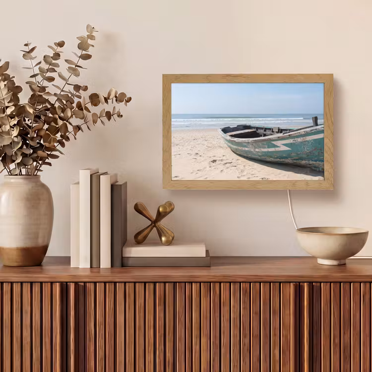 Boot - Zandstrand - Zee Light Box met kabel (Tafellamp) klein -sfeer2