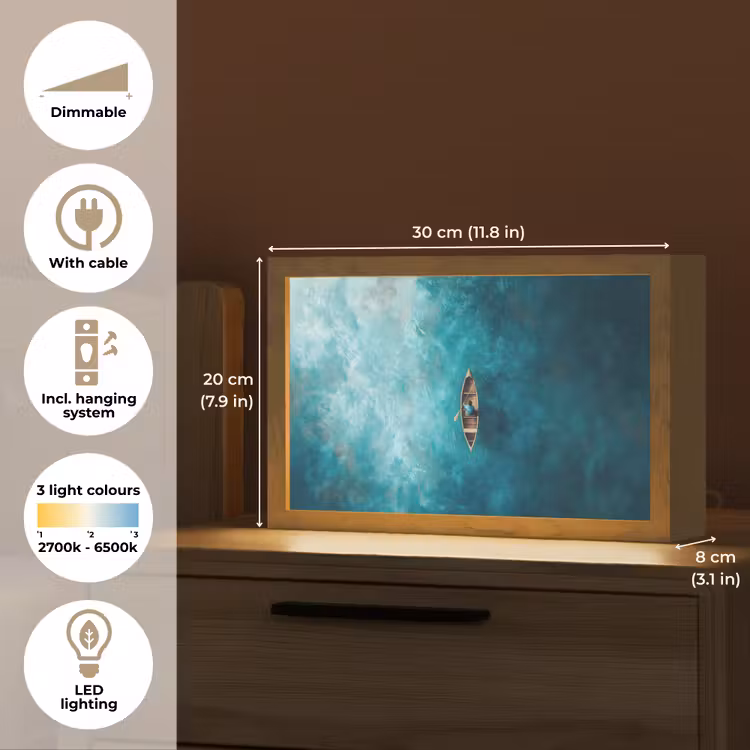 Bootje - Water - Blauw Light Box met kabel (Tafellamp) klein -USP_EN