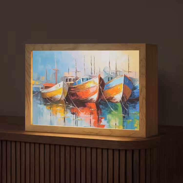 Boten - Kunst - Kleuren - Schilderij Light Box met kabel (Tafellamp) klein -z3d_website