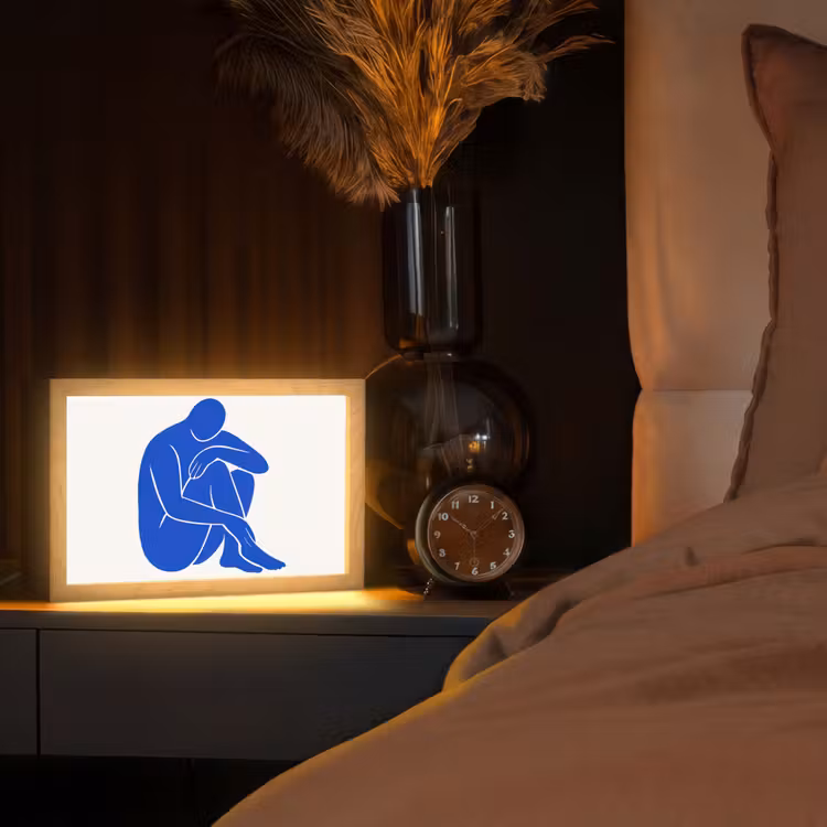 Lichaam - Abstract - Blauw Light Box met kabel (Tafellamp) klein -sfeer1