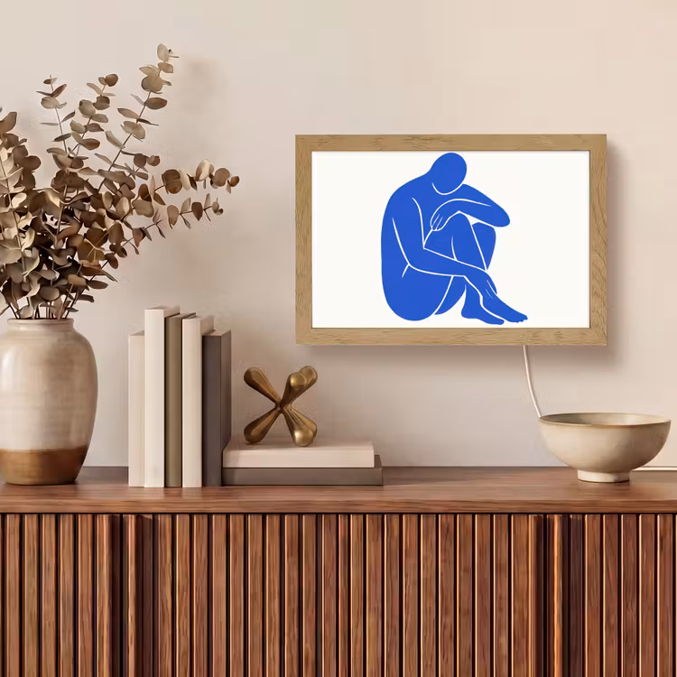 Lichaam - Abstract - Blauw Light Box met kabel (Tafellamp) klein -sfeer2