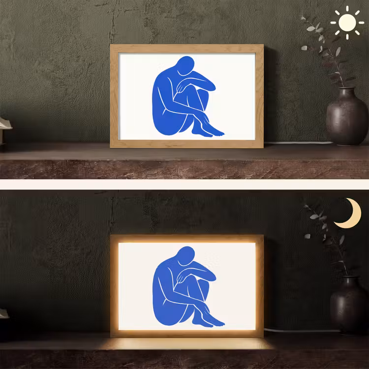 Lichaam - Abstract - Blauw Light Box met kabel (Tafellamp) klein -sfeer3