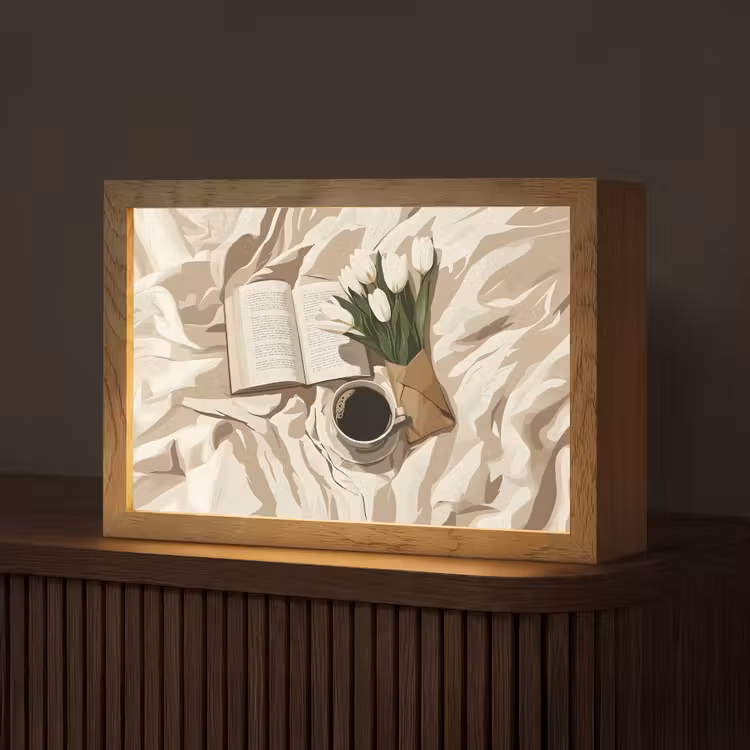 Boek - Illustratie - Tulpen - Koffie Light Box met kabel (Tafellamp) klein -z3d_website