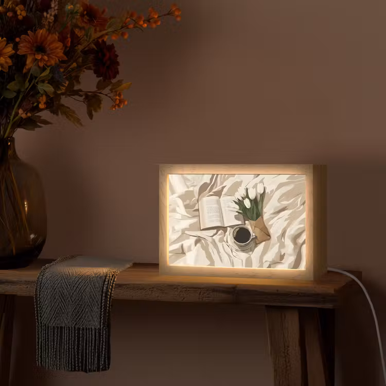 Boek - Illustratie - Tulpen - Koffie Light Box met kabel (Tafellamp) klein -sfeer4