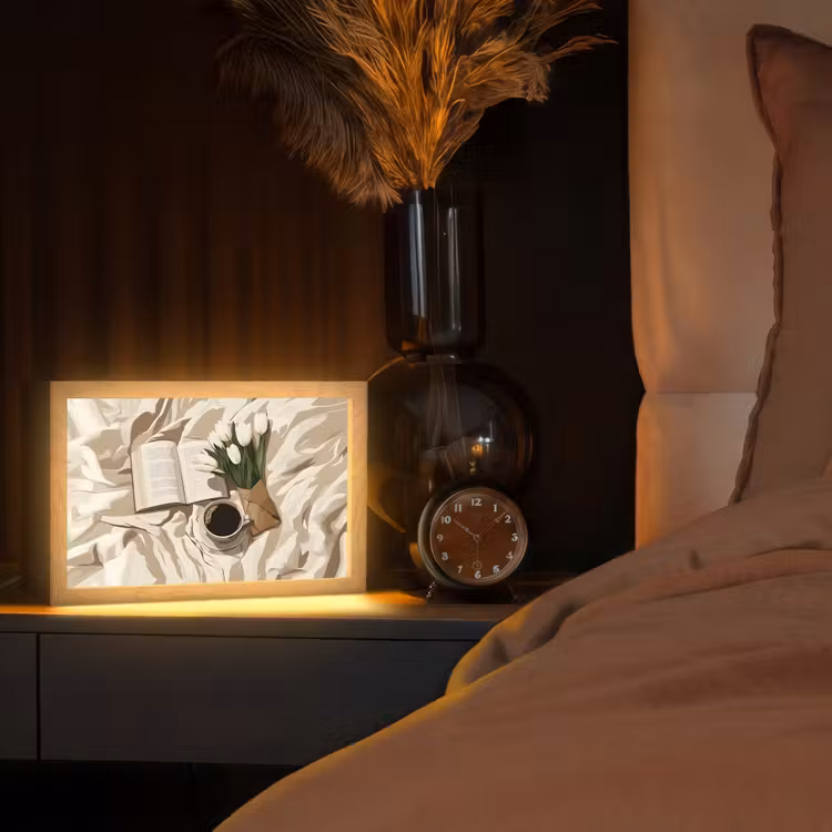 Boek - Illustratie - Tulpen - Koffie Light Box met kabel (Tafellamp) klein -sfeer1