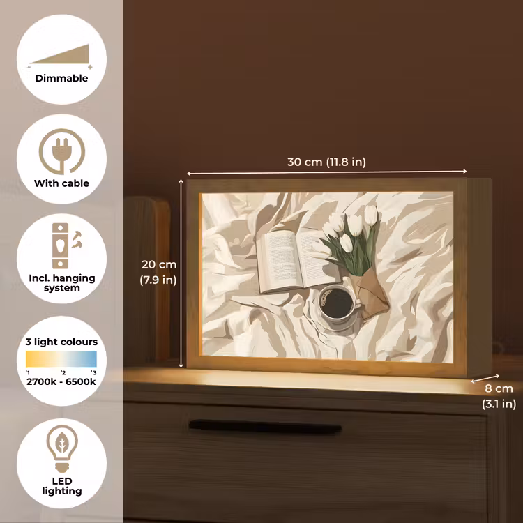 Boek - Illustratie - Tulpen - Koffie Light Box met kabel (Tafellamp) klein -USP_EN