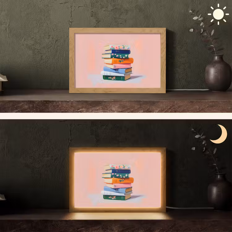 Boeken - Stapel - Kleurrijk Light Box met kabel (Tafellamp) klein -sfeer3