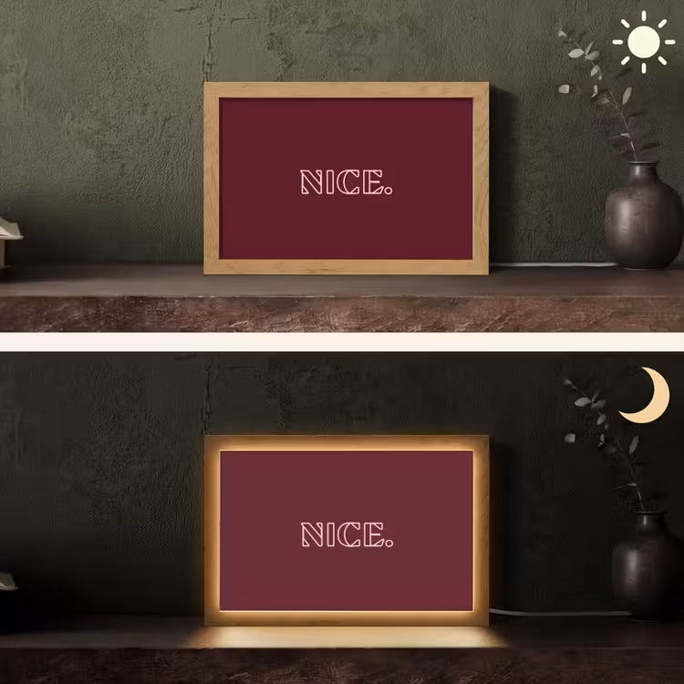 Bordeaux - Nice - minimalistisch Light Box met kabel (Tafellamp) klein -sfeer3