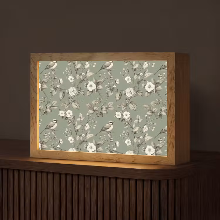 Botanisch - Vogels - Groen Light Box met kabel (Tafellamp) klein 924 -z3d_website