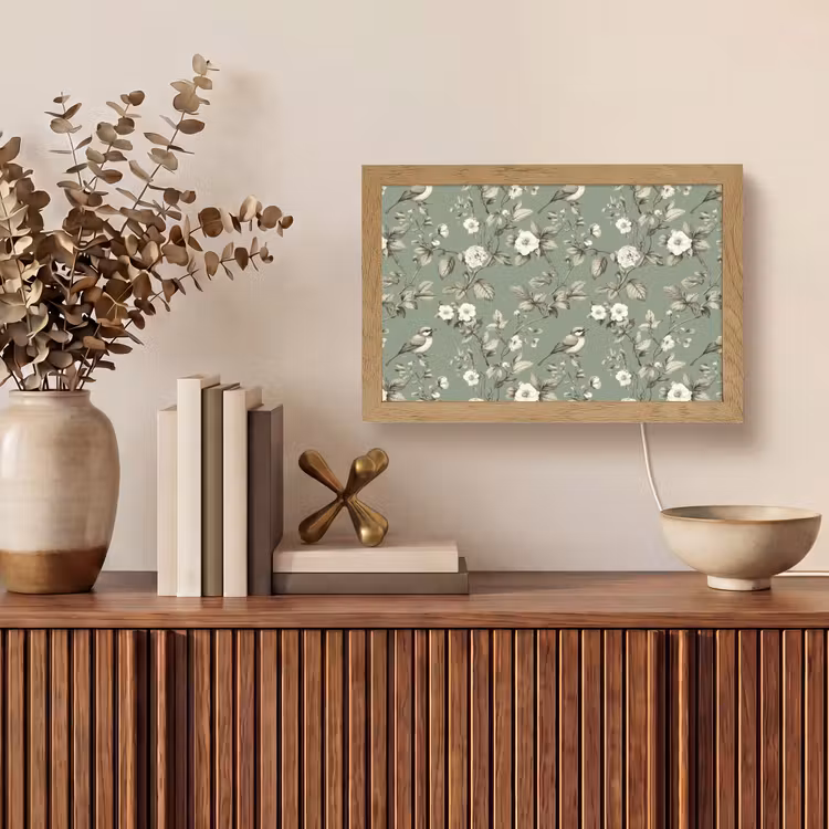 Botanisch - Vogels - Groen Light Box met kabel (Tafellamp) klein 924 -sfeer2