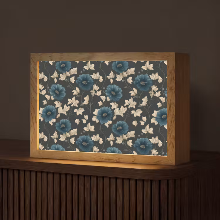 Botanisch - Bloemen - Blauw Light Box met kabel (Tafellamp) klein 924 -z3d_website