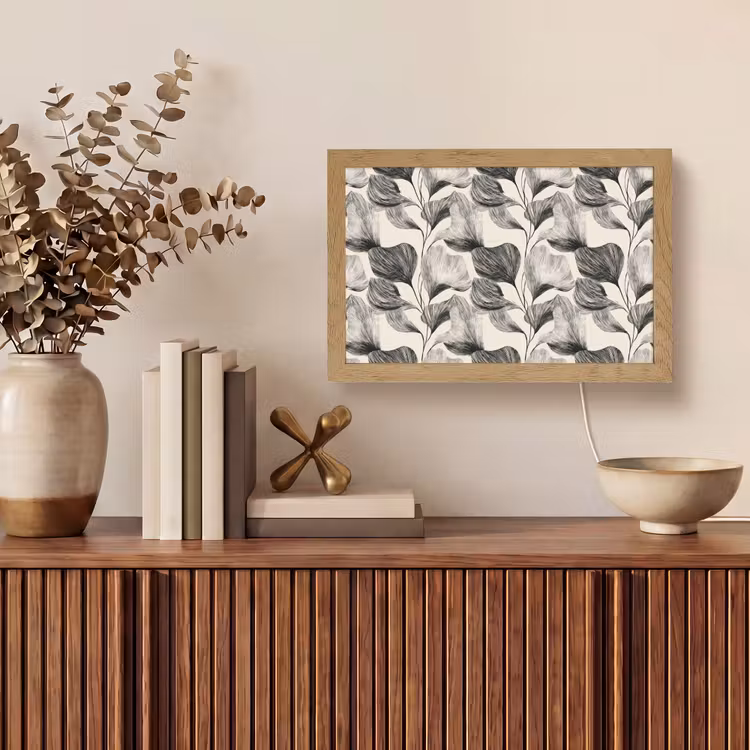 Botanisch - Bladeren - Zwart Light Box met kabel (Tafellamp) klein 924 -sfeer2