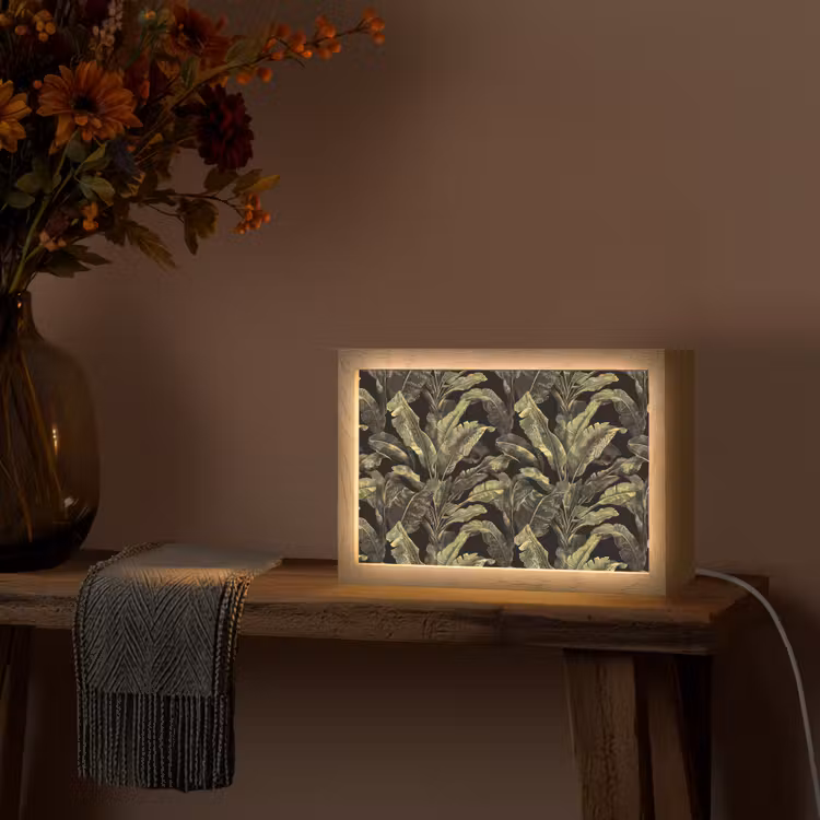 Botanisch - Bladeren - Groen Light Box met kabel (Tafellamp) klein 924 -sfeer4