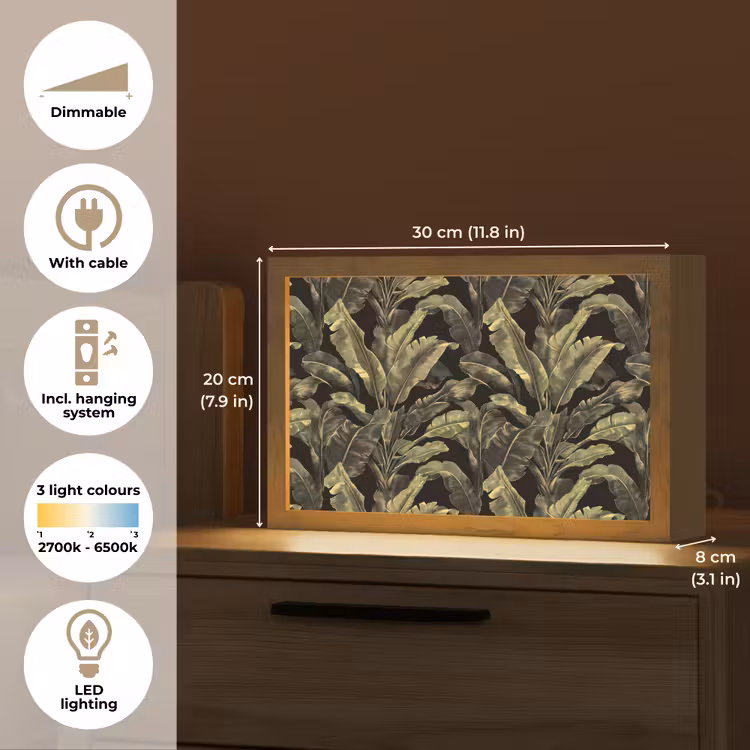 Botanisch - Bladeren - Groen Light Box met kabel (Tafellamp) klein 924 -USP_EN