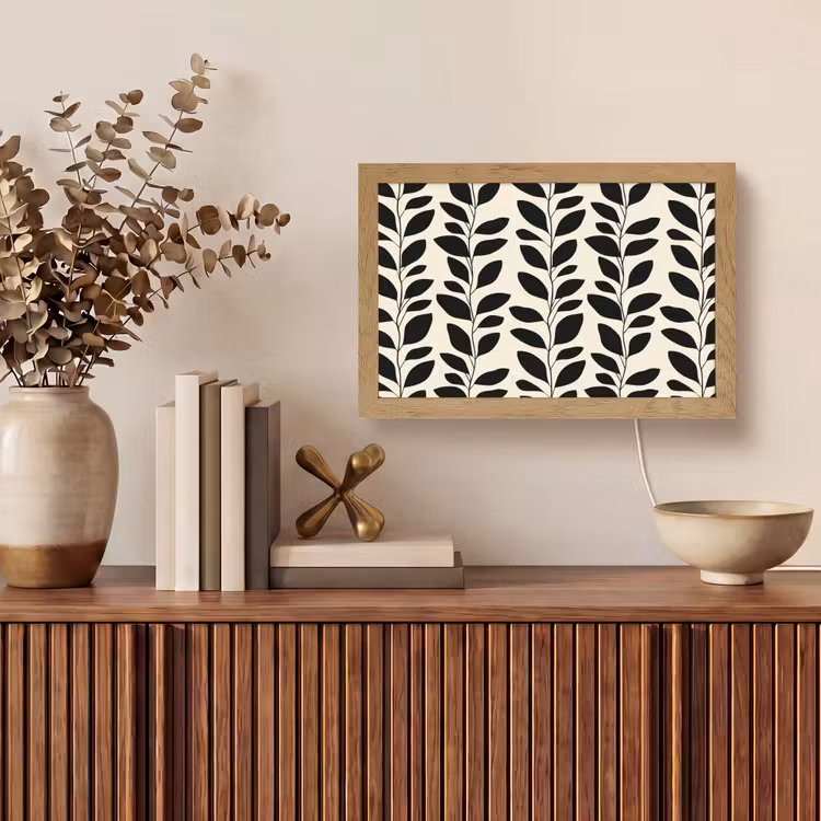 Botanisch - Dessin - Zwart - Beige Light Box met kabel (Tafellamp) klein 924 -sfeer2