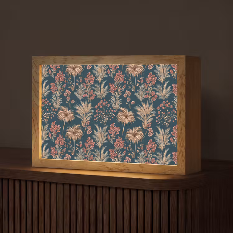 Botanisch - Patroon - Blauw Light Box met kabel (Tafellamp) klein 924 -z3d_website