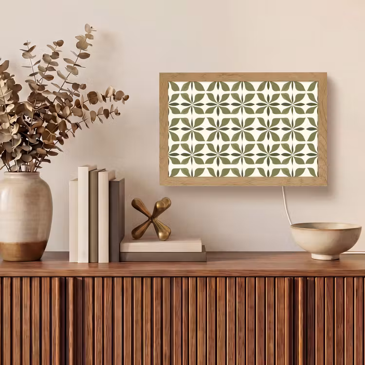 Botanisch - Retro - Groen Light Box met kabel (Tafellamp) klein 924 -sfeer2