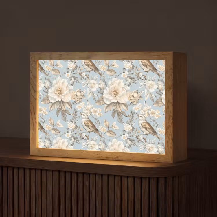 Botanisch - Zangvogel - Blauw Light Box met kabel (Tafellamp) klein 924 -z3d_website