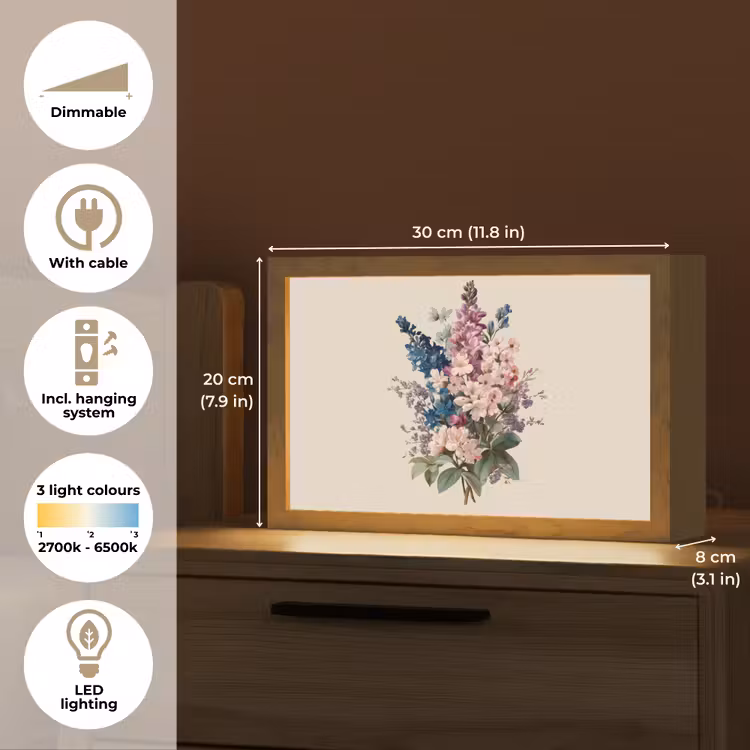 Boeket - Beige - Harmonieus - Subtiel Light Box met kabel (Tafellamp) klein -USP_EN