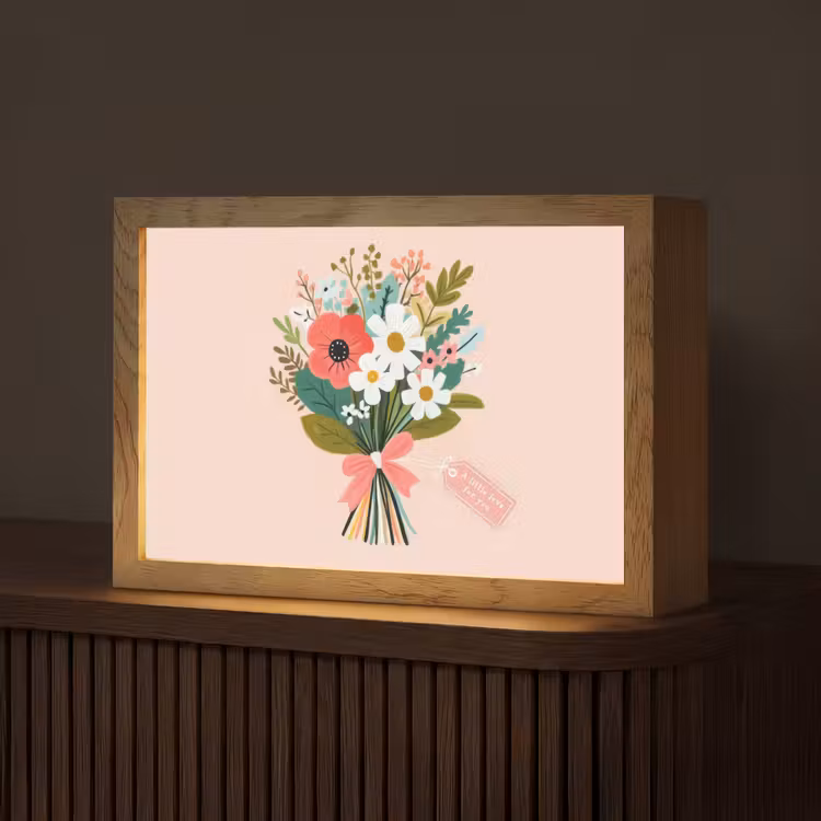 Boeket - Strikje - Kaartje - Quote Light Box met kabel (Tafellamp) klein -z3d_website