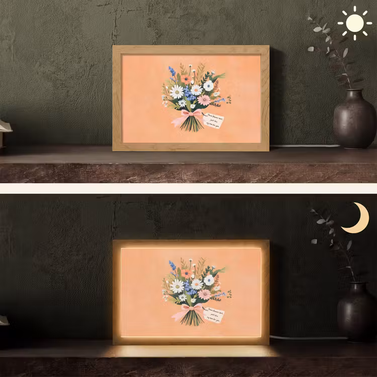 Boeket - Strikje - Quote Light Box met kabel (Tafellamp) klein -sfeer3